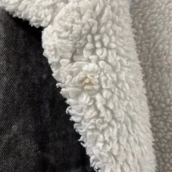 HOT VTG USA LEVI'S 70609 SHERPA LINED Fleece TRUCKER BLACK‎ Denim JACKET Jeans L - Picture 6 of 6